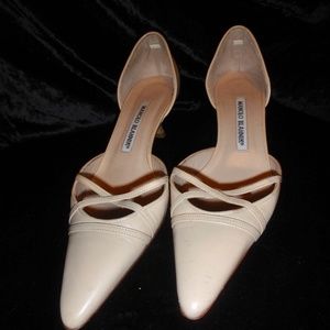 Manolo Blahnik Cream Kitten Heels